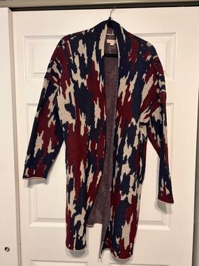 Knox Rose Long Open Cardigan Duster Sweater Burgundy Navy Cream Women’s